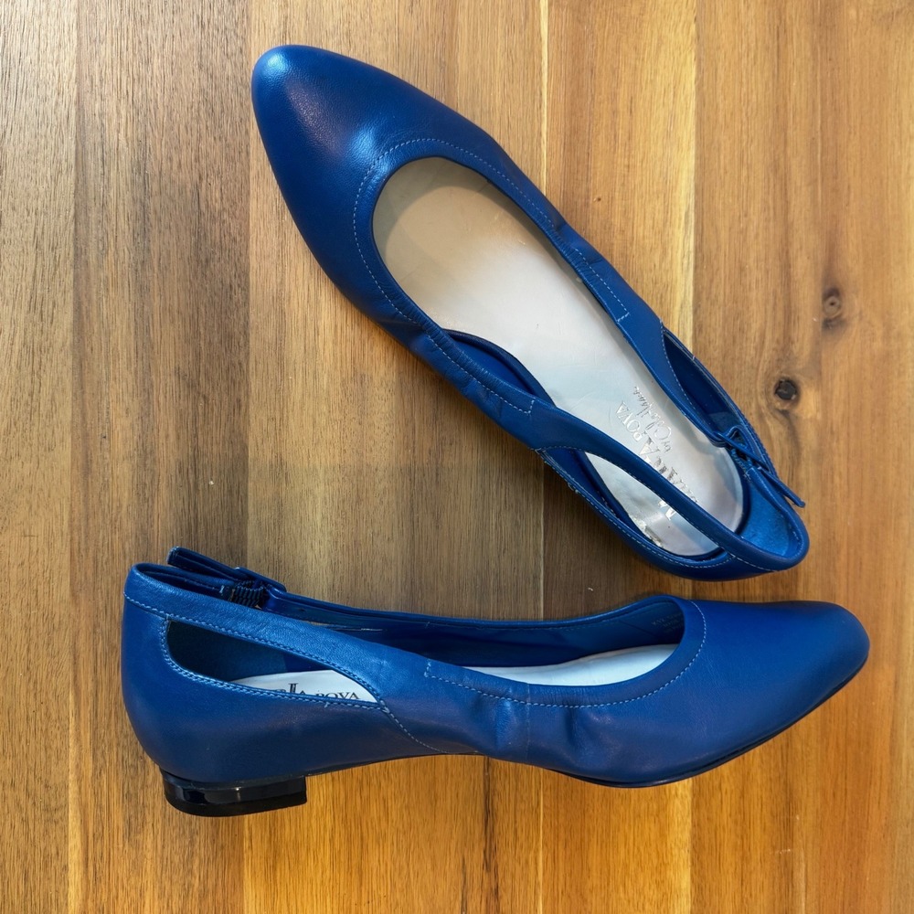 Maria Sharapova by Cole Haan Women 8 B Blue Leather Ballet Flat Classic Chic